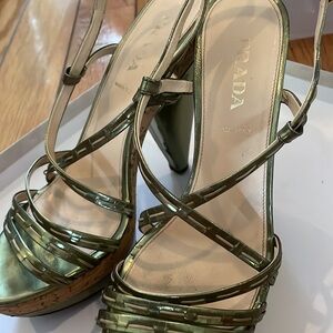 Green Shimmer Prada Heels